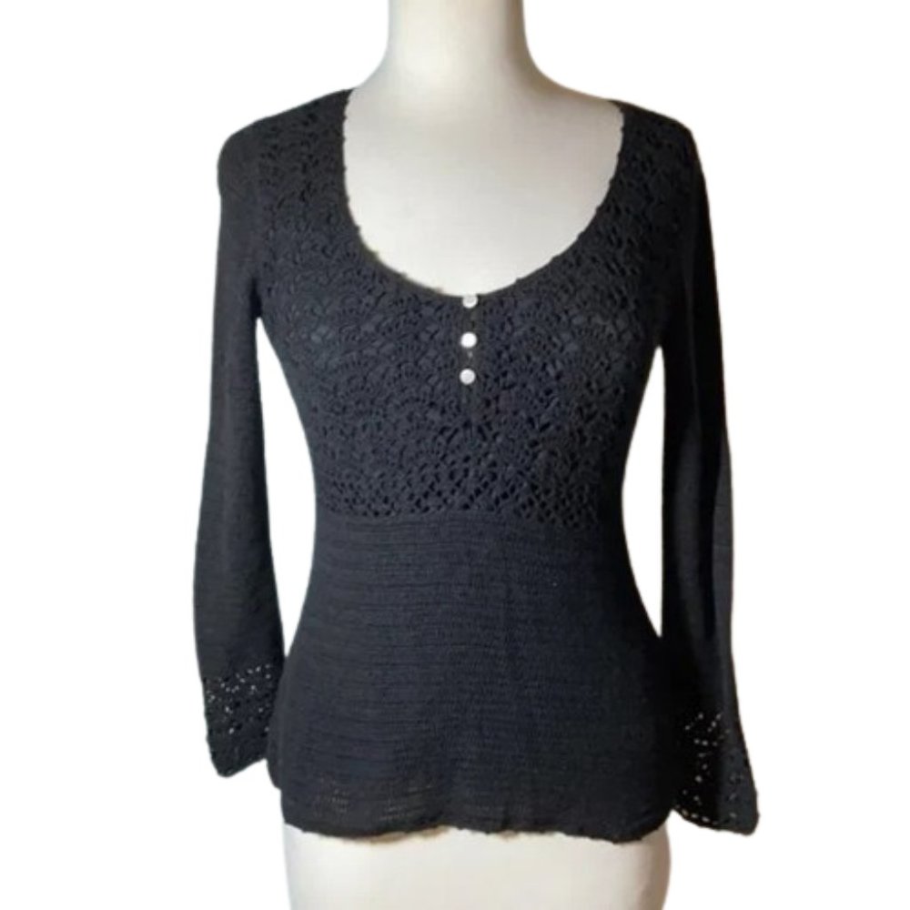 Lilly Pulitzer Black Crochet Detail Top - Picture 1 of 4